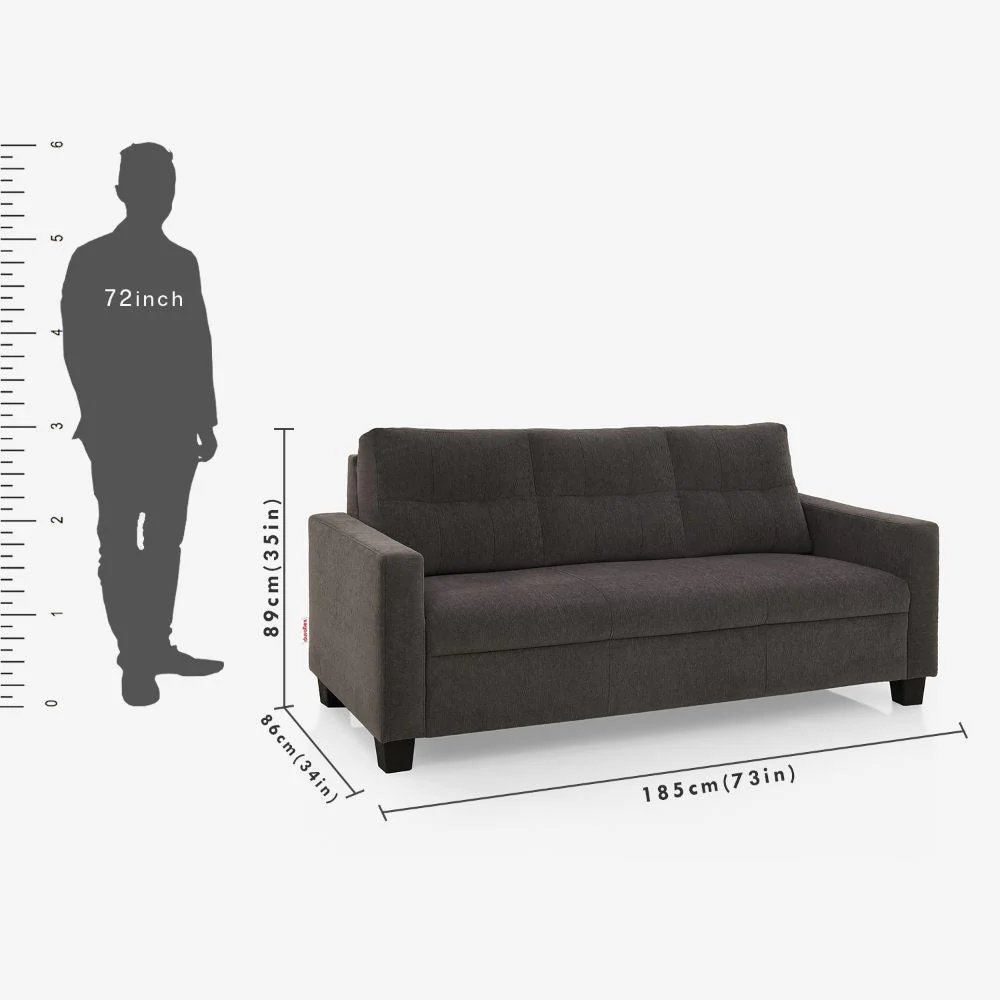 Ease Grey Fabric 3 Seater Sofa - Image 4