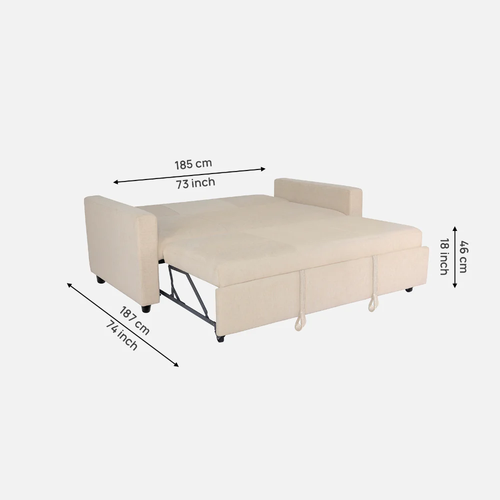 Ease Iconic Beige Fabric Sofa cum Bed - Image 7