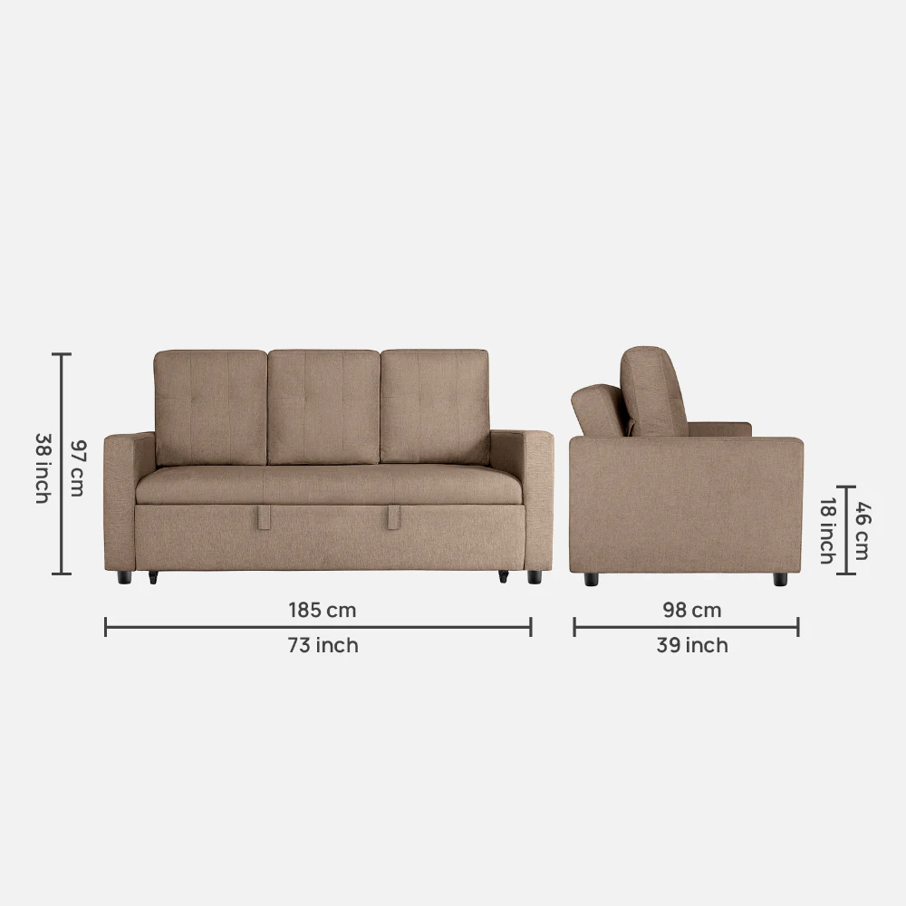 Ease Plaster Brown Fabric Sofa cum Bed - Image 4
