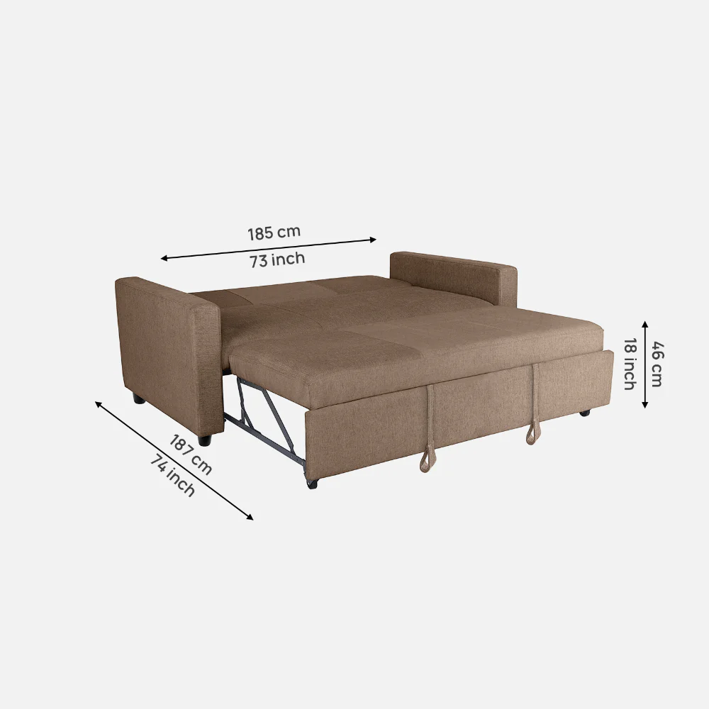 Ease Plaster Brown Fabric Sofa cum Bed - Image 7
