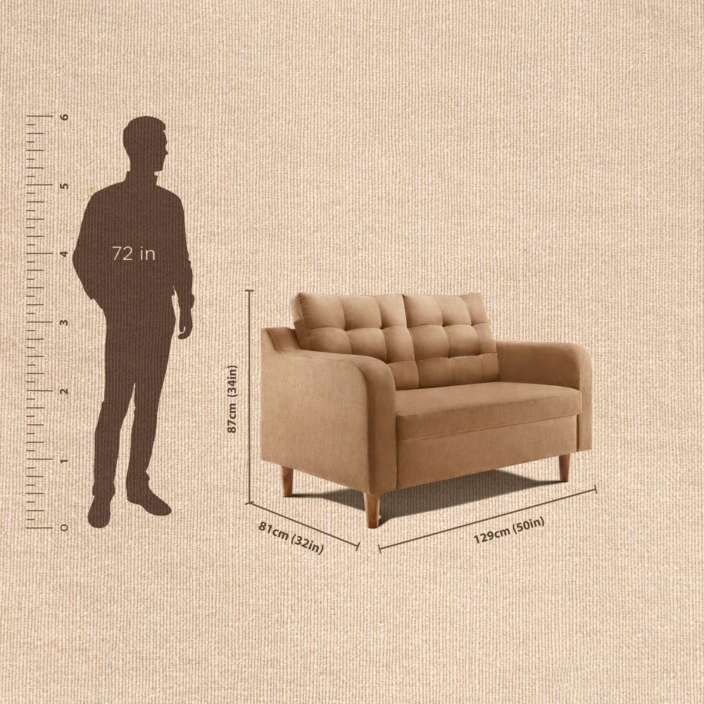 Ease Plus Beige Fabric 2 seater sofa - Image 4