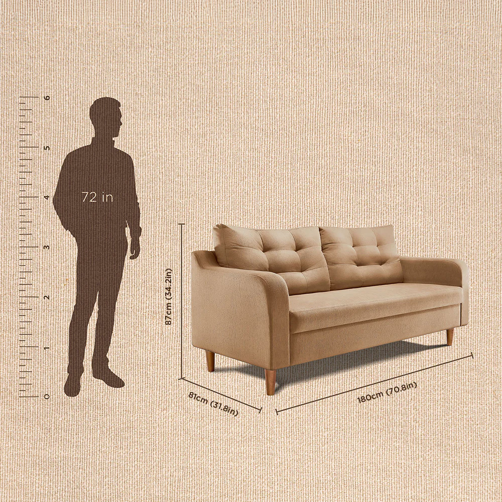 Ease Plus Beige Fabric 3 seater sofa - Image 4