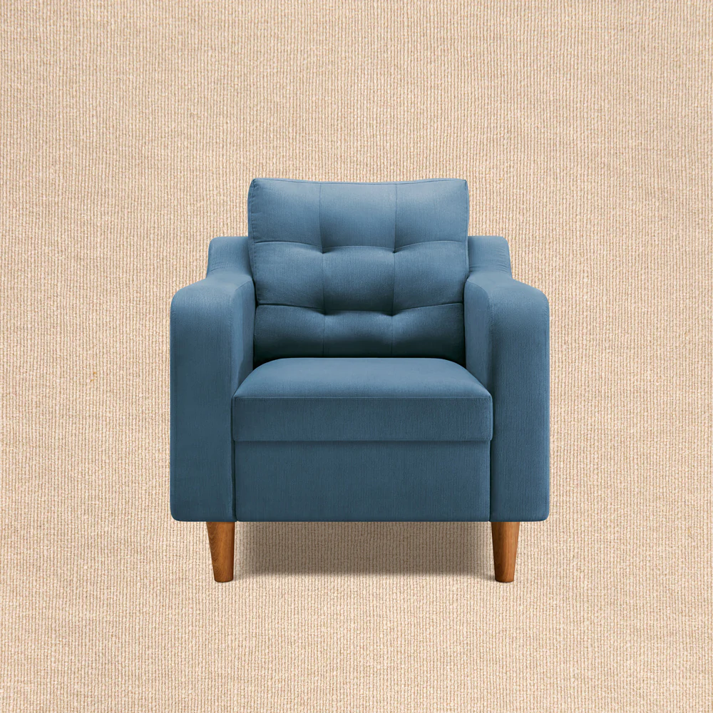Ease Plus Blue Fabric 1 seater sofa - Image 5