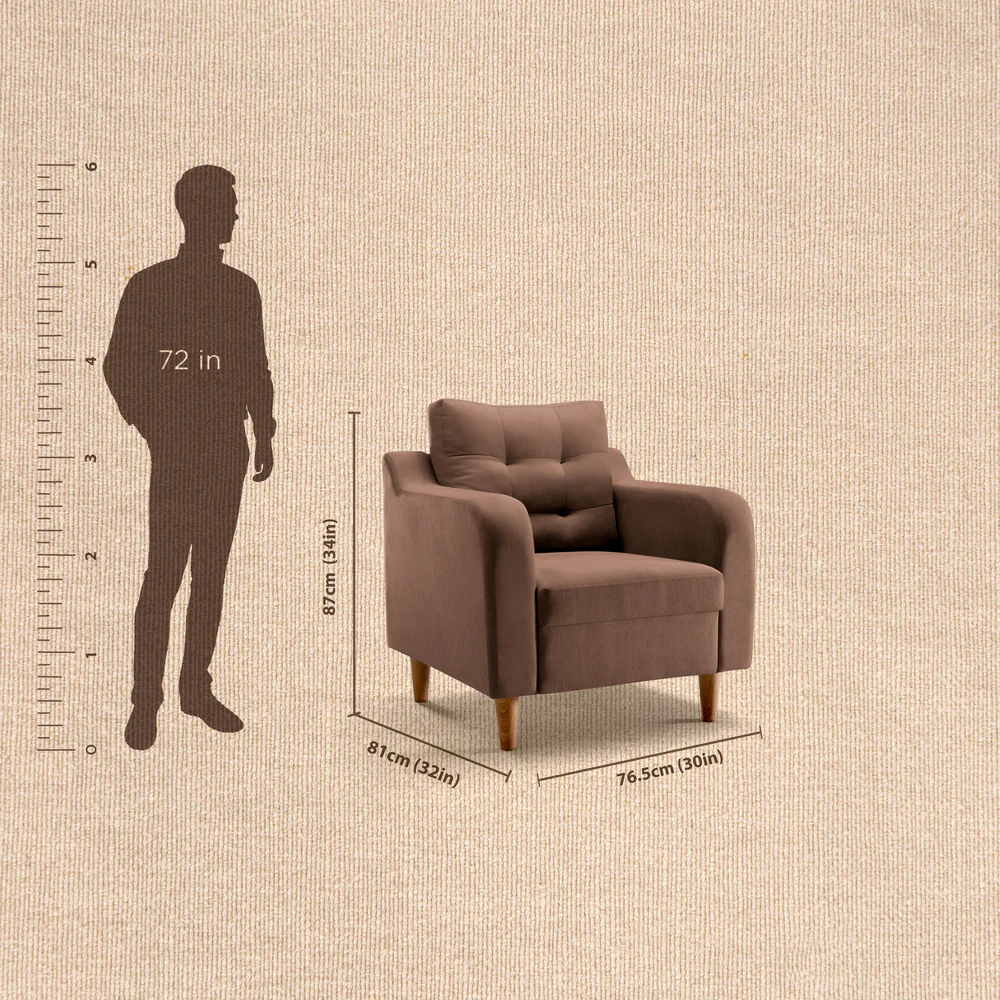 Ease Plus Brown Fabric 1 seater sofa - Image 4