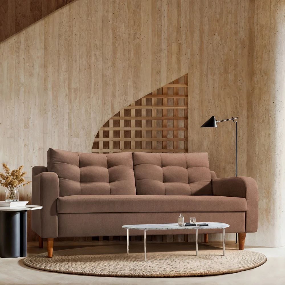 Ease Plus Brown Fabric 3 seater sofa