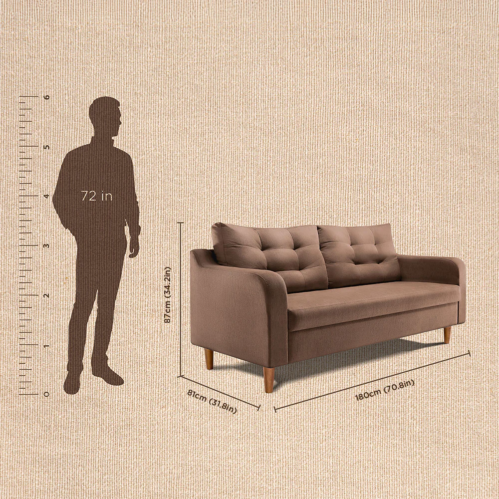Ease Plus Brown Fabric 3 seater sofa - Image 4