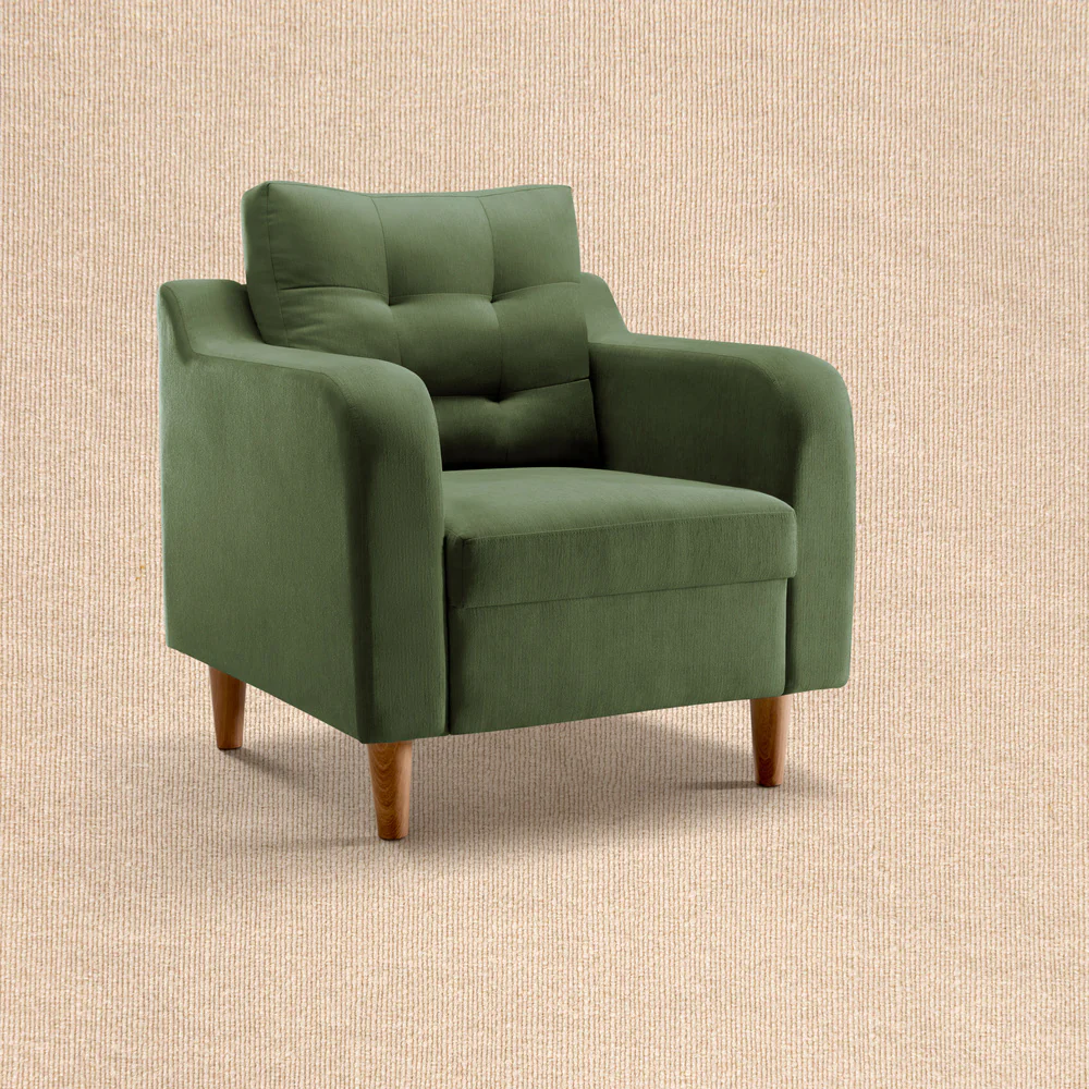 Ease Plus Green Fabric 1 seater sofa - Image 3