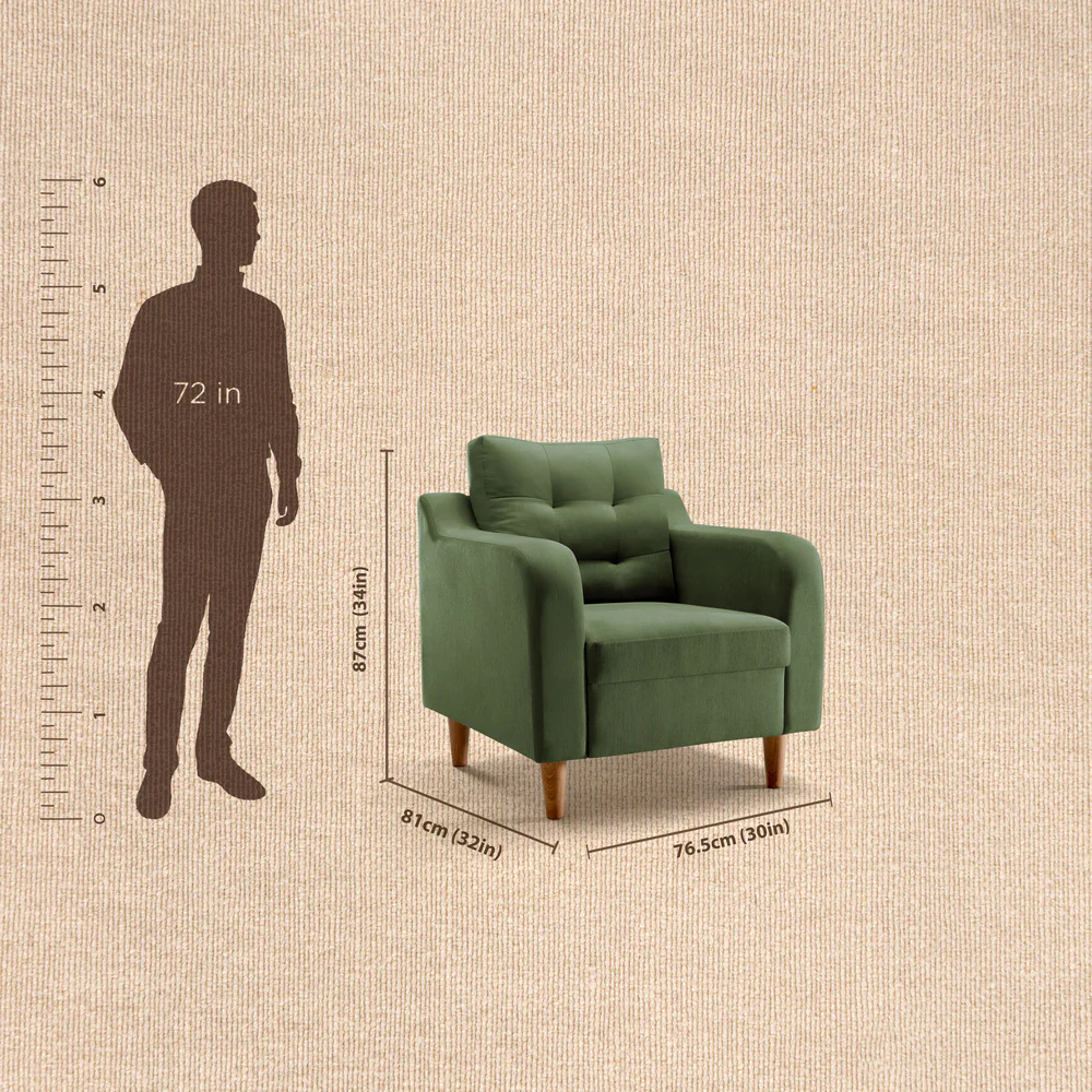 Ease Plus Green Fabric 1 seater sofa - Image 4