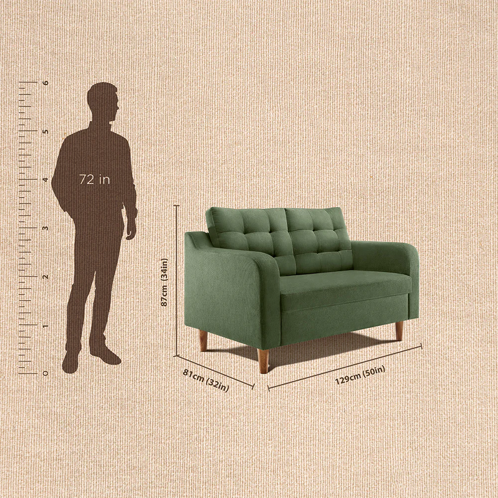 Ease Plus Green Fabric 2 seater sofa - Image 4