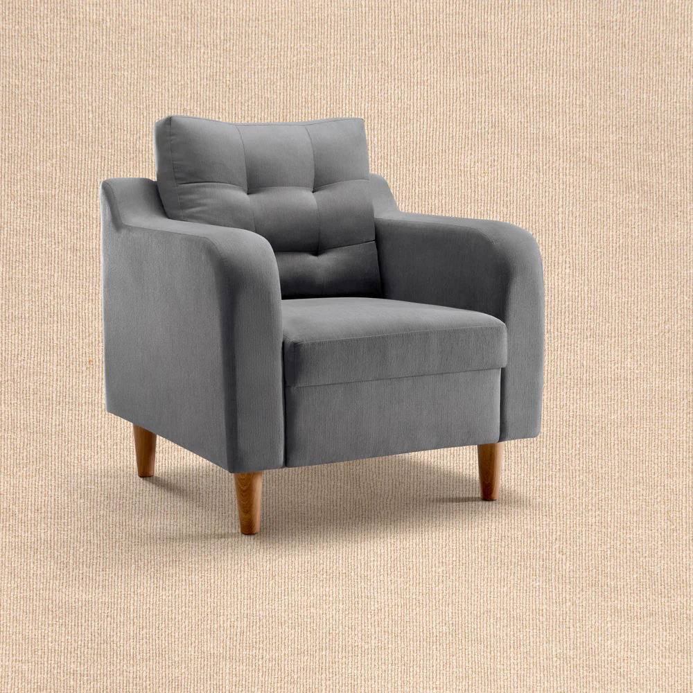 Ease Plus Grey Fabric 1 seater sofa - Image 6