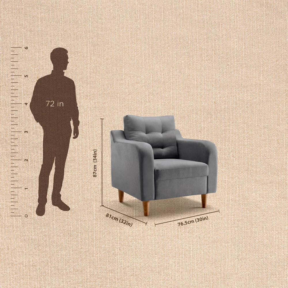 Ease Plus Grey Fabric 1 seater sofa - Image 7