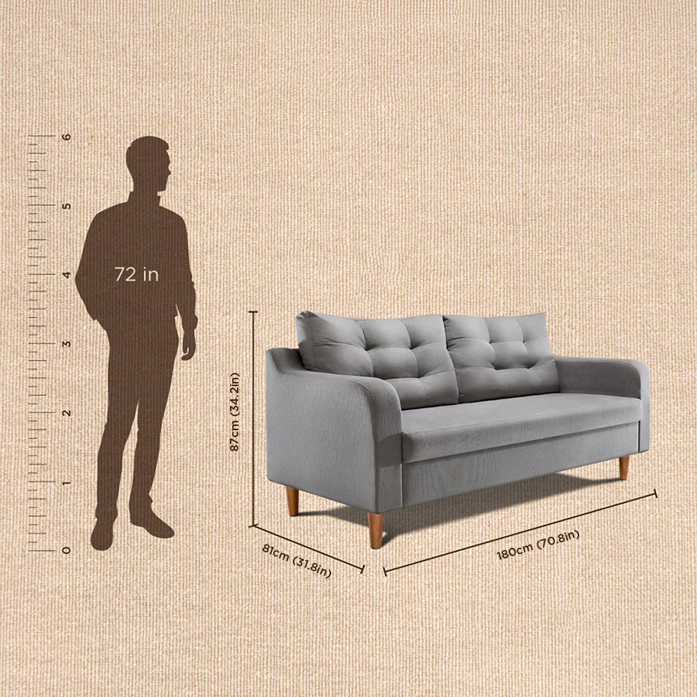 Ease Plus Grey Fabric 3 seater sofa - Image 6