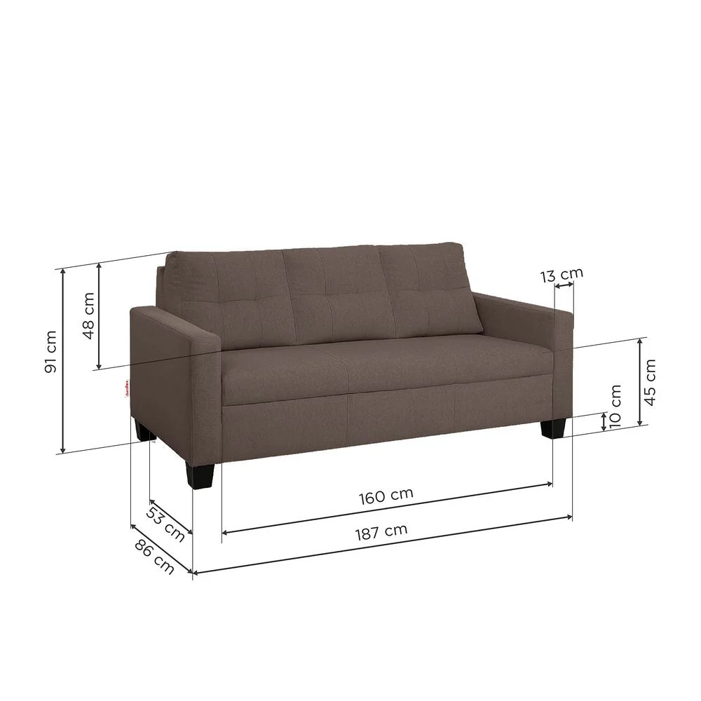 Ease Saddle Brown Fabric 3 Seater Sofa - Image 4