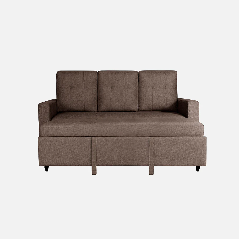 Ease Saddle Brown Fabric Sofa cum Bed - Image 3