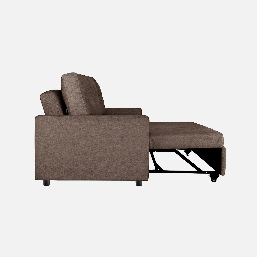 Ease Saddle Brown Fabric Sofa cum Bed - Image 9