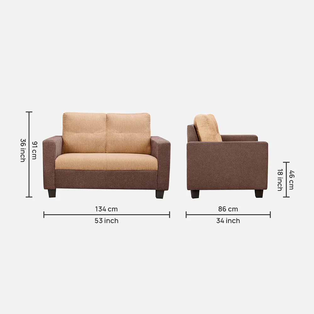 Ease Sand Brown Fabric 2 Seater Sofa - Image 4