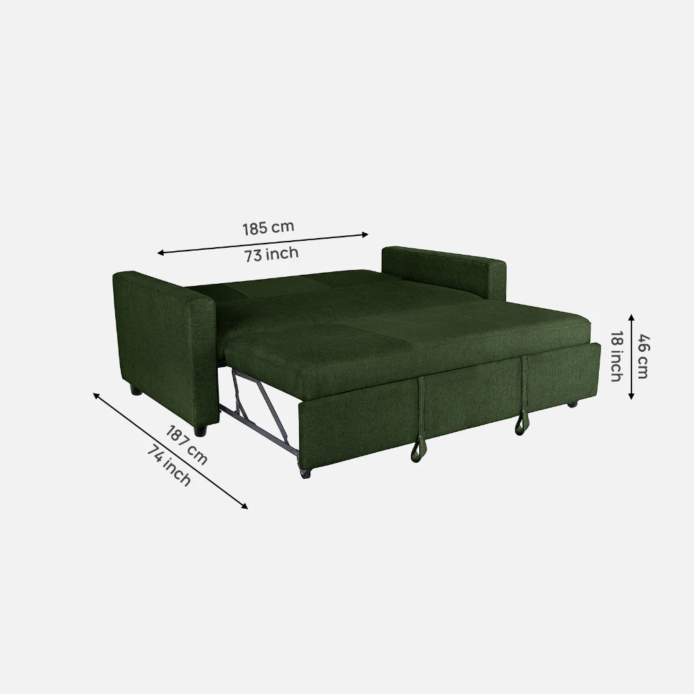 Ease Sap Green Fabric Sofa cum Bed - Image 7