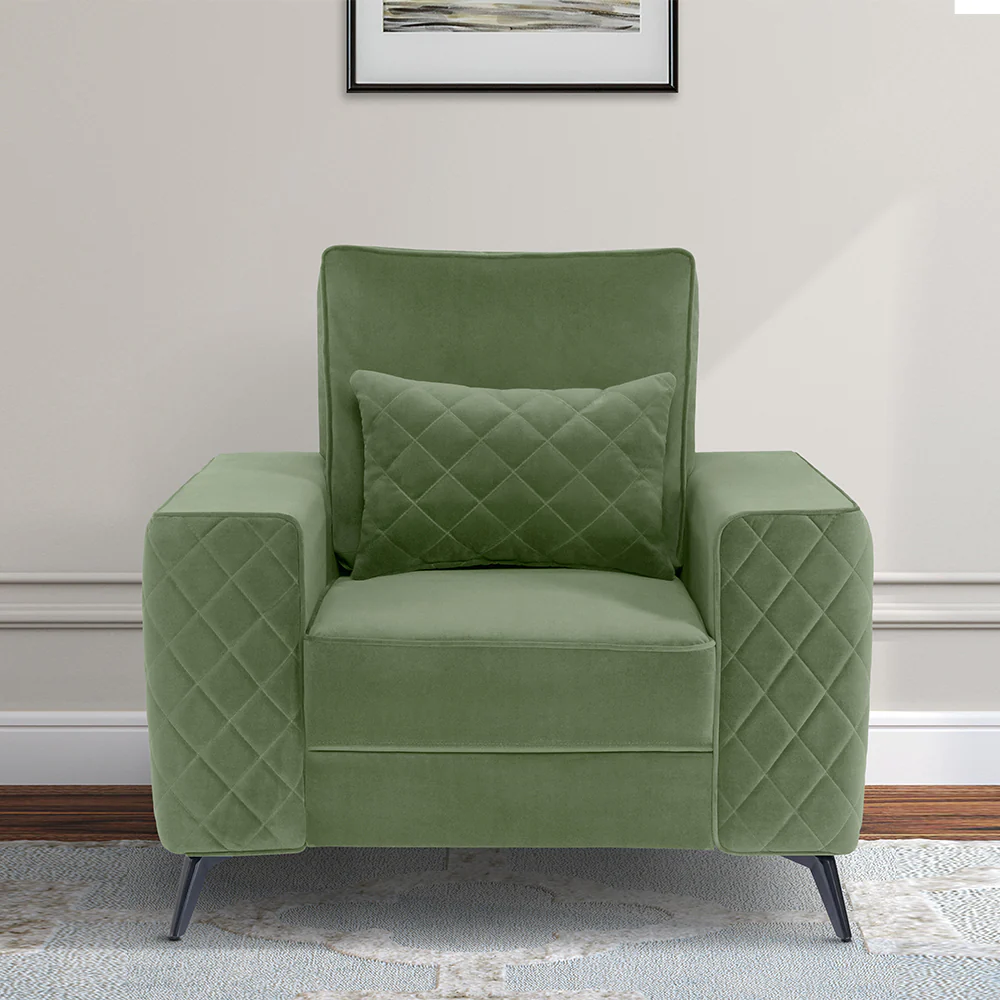 Eden Jade Green Fabric 1 Seater Sofa