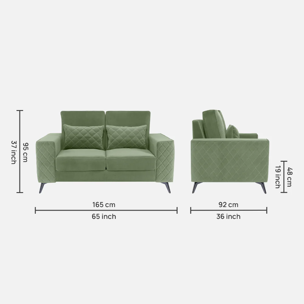 Eden Jade Green Fabric 2 Seater Sofa - Image 4