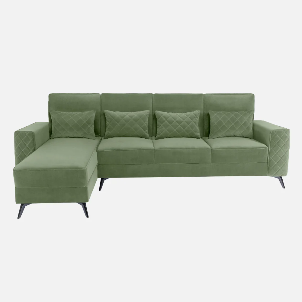 Eden Jade Green Fabric 3 Seater Sofa With Lounger - Image 2