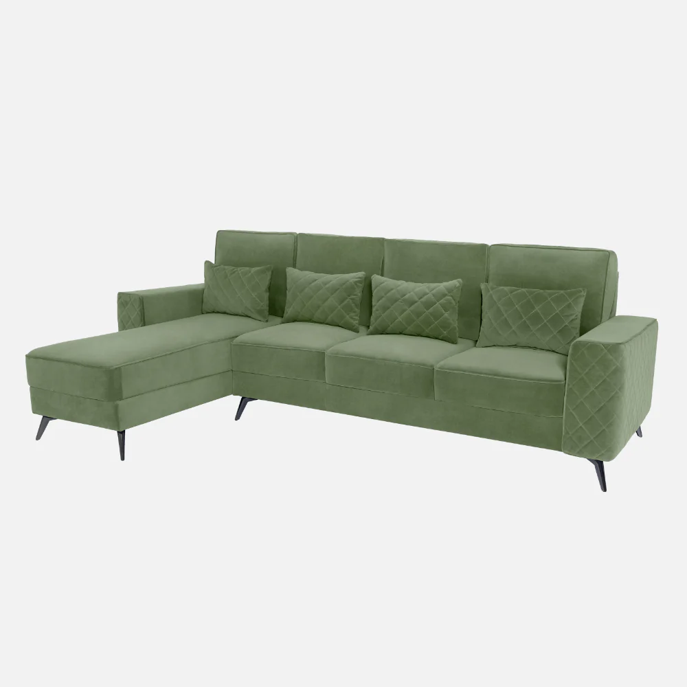 Eden Jade Green Fabric 3 Seater Sofa With Lounger - Image 3
