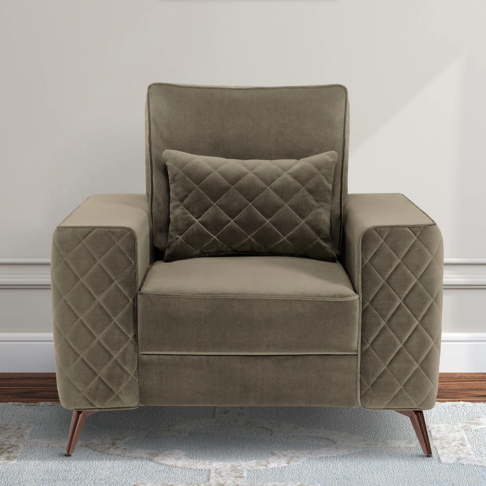Eden Quartz Brown Fabric 1 Seater Sofa