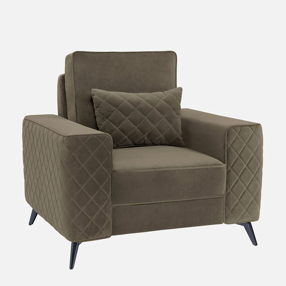 Eden Quartz Brown Fabric 1 Seater Sofa - Image 3
