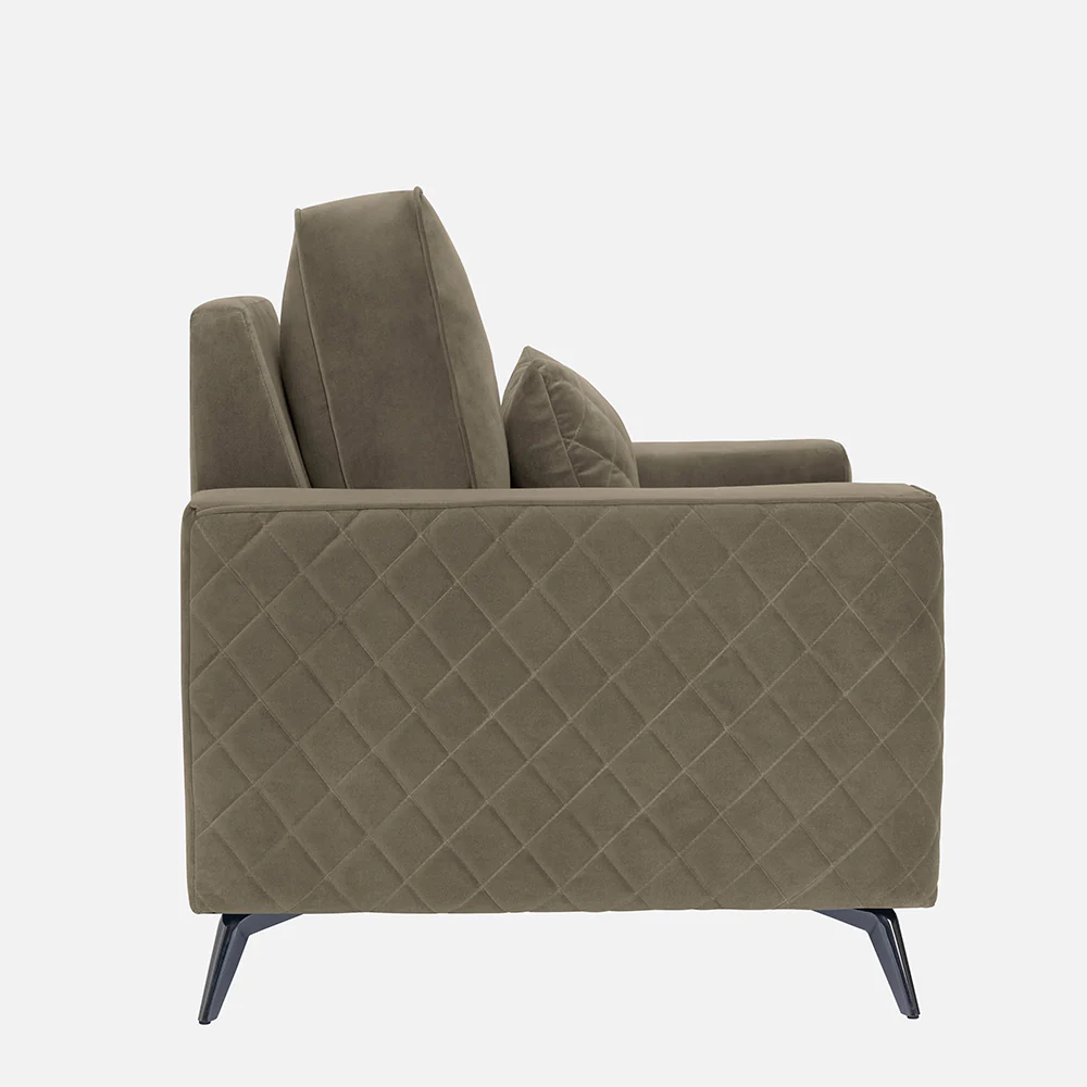 Eden Quartz Brown Fabric 1 Seater Sofa - Image 6