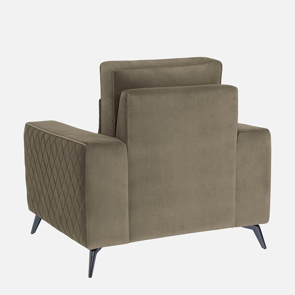 Eden Quartz Brown Fabric 1 Seater Sofa - Image 7