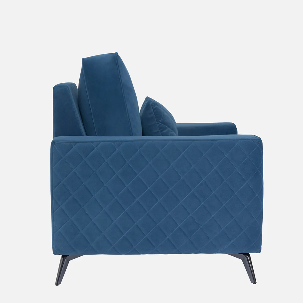 Eden Sapphire Blue Fabric 1 Seater Sofa - Image 6