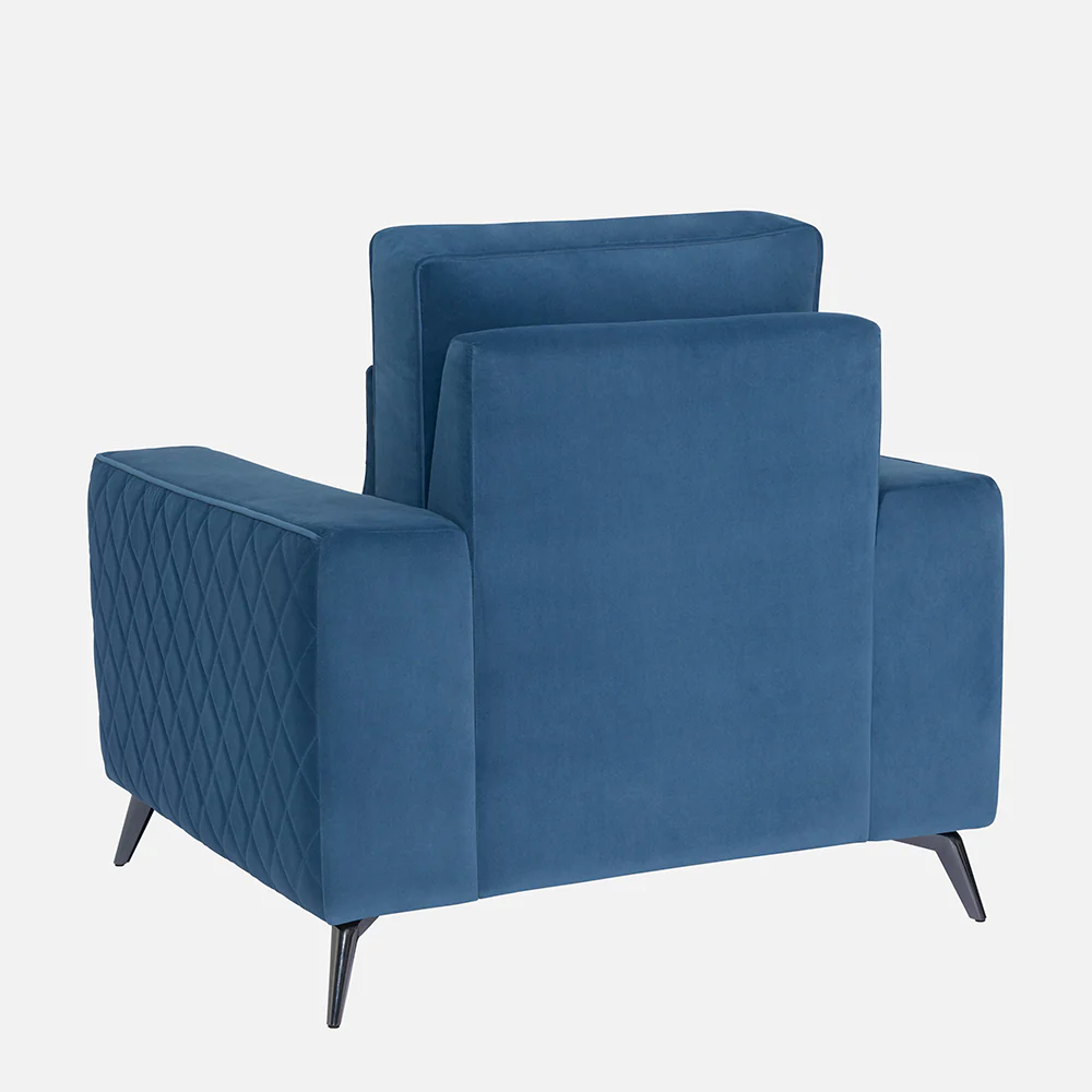 Eden Sapphire Blue Fabric 1 Seater Sofa - Image 7