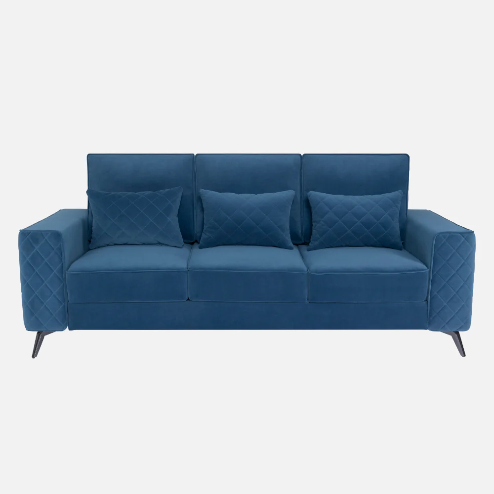 Eden Sapphire Blue Fabric 3 Seater Sofa - Image 2