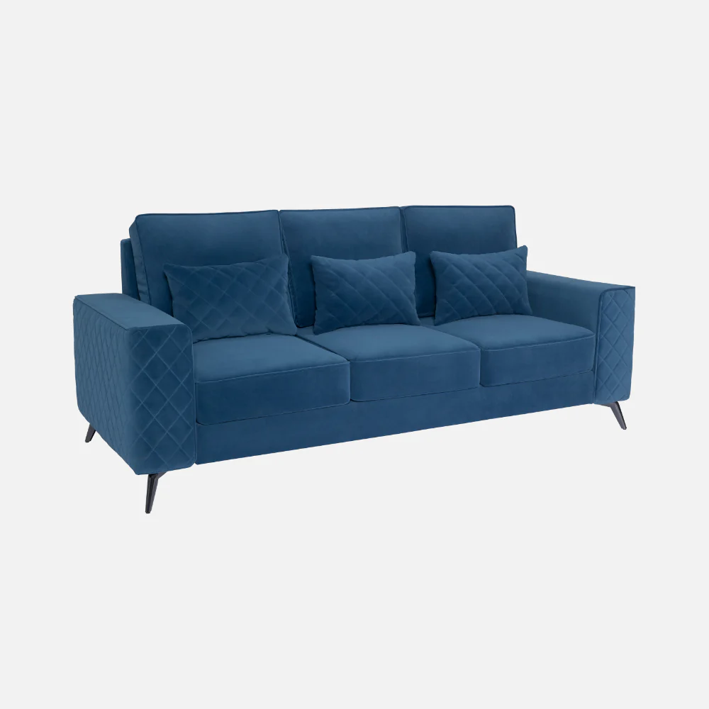 Eden Sapphire Blue Fabric 3 Seater Sofa - Image 3