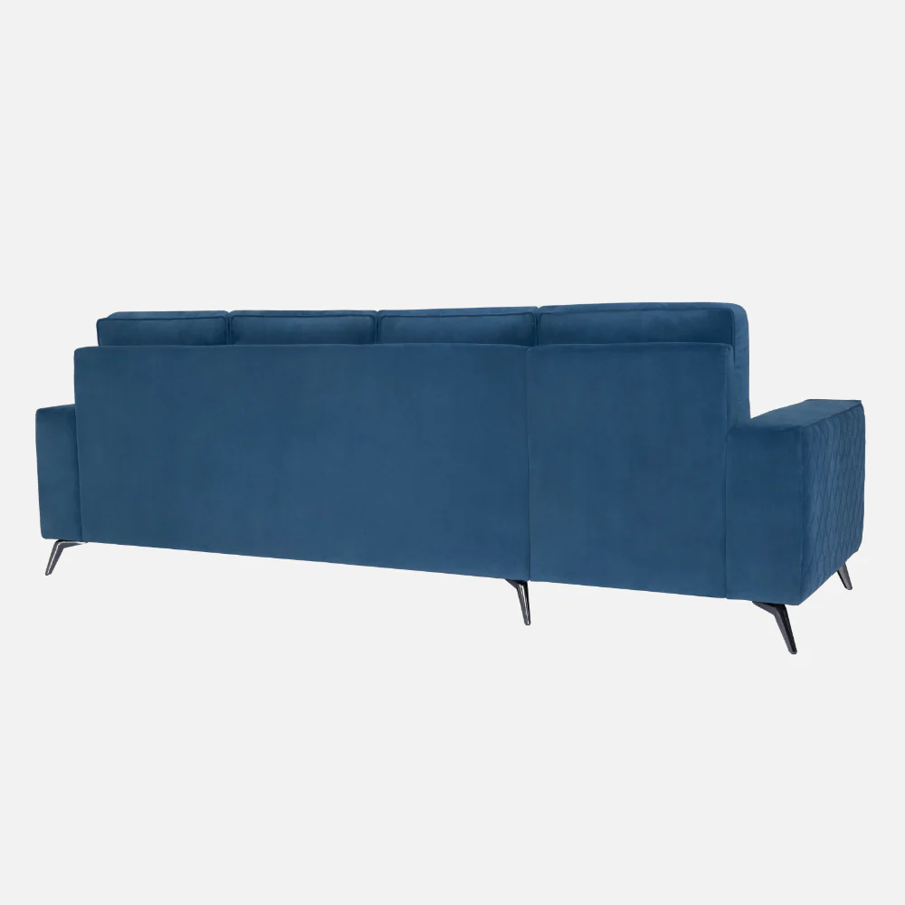 Eden Sapphire Blue Fabric 3 Seater Sofa With Lounger - Image 10