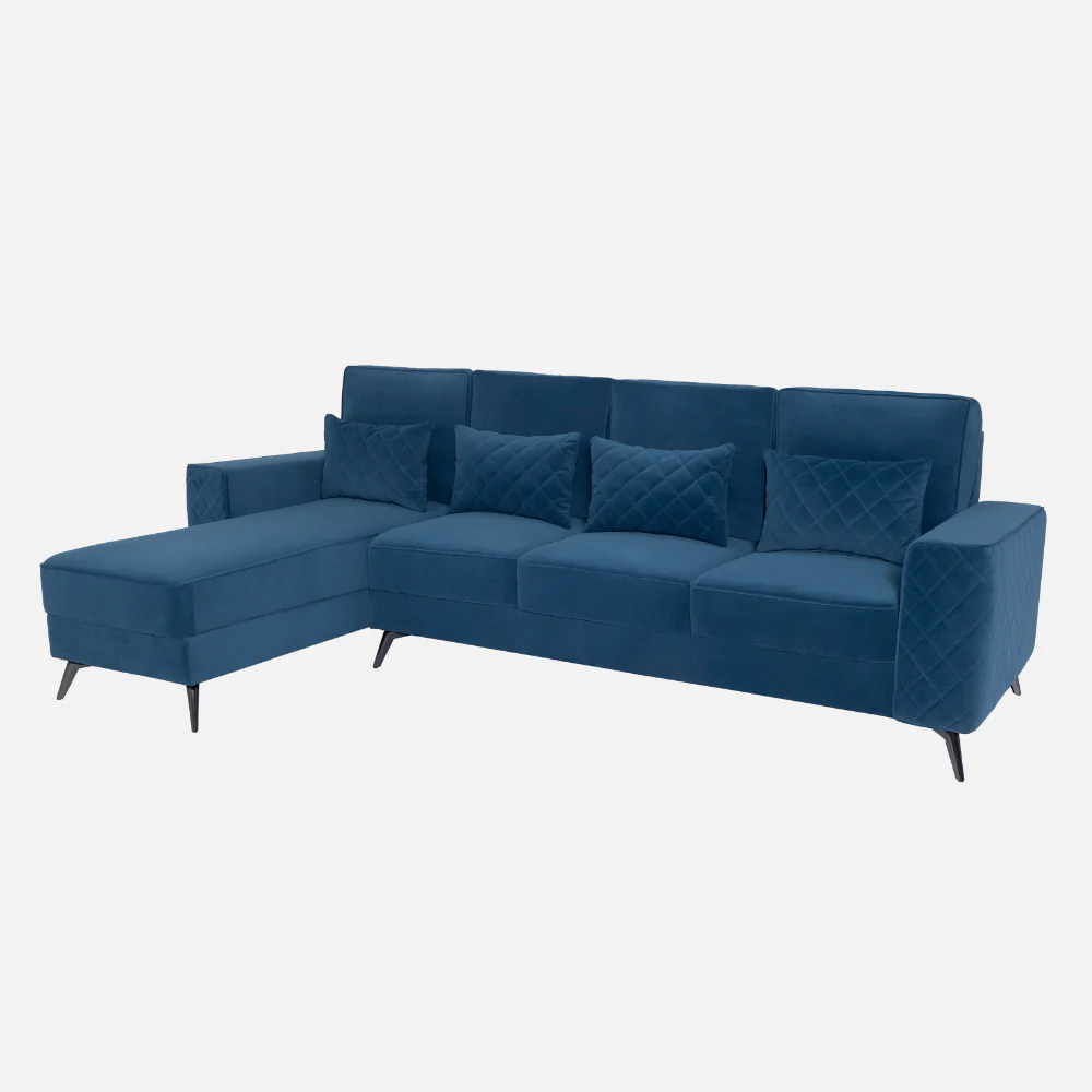 Eden Sapphire Blue Fabric 3 Seater Sofa With Lounger - Image 3