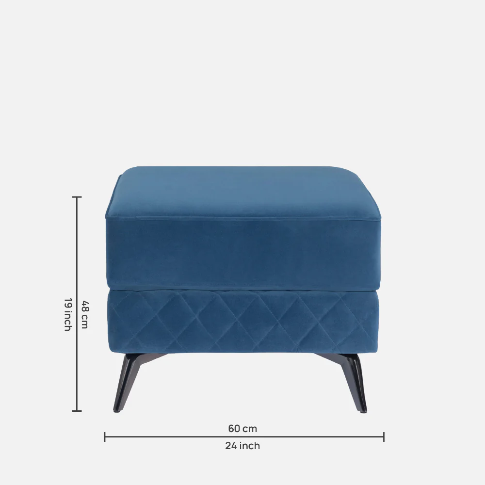 Eden Sapphire Blue Fabric Ottoman - Image 4