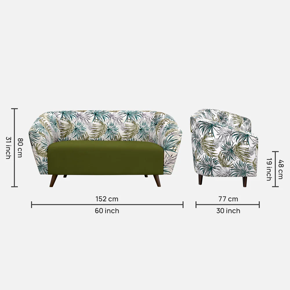 Meadow Kale Green Palm Loveseat - Image 4