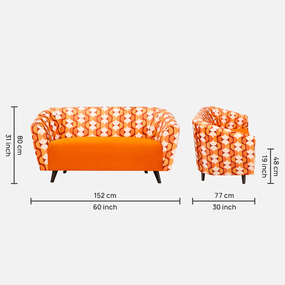 Meadow Tangerine Interlace Loveseat - Image 4