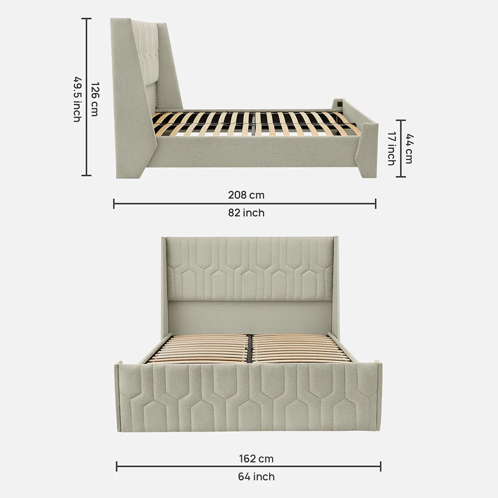 Tranquil Sea Shell Upholstered Bed - Beige Color - Image 12