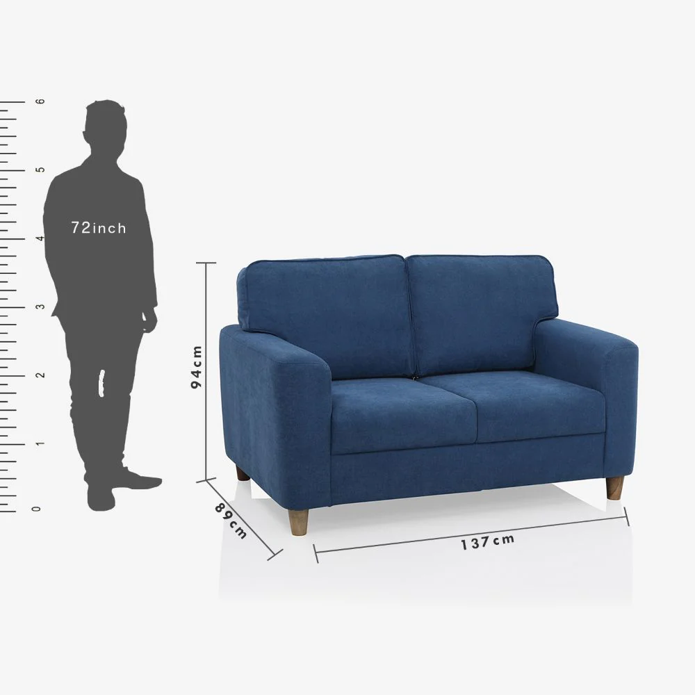 Utopia Blue Fabric 2 Seater Sofa - Image 4