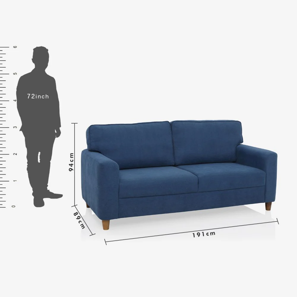 Utopia Blue Fabric 3 Seater Sofa - Image 4