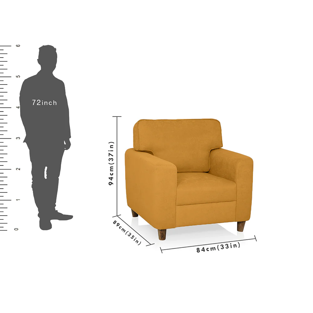 Utopia Yellow Fabric 1 seater sofa - Image 4