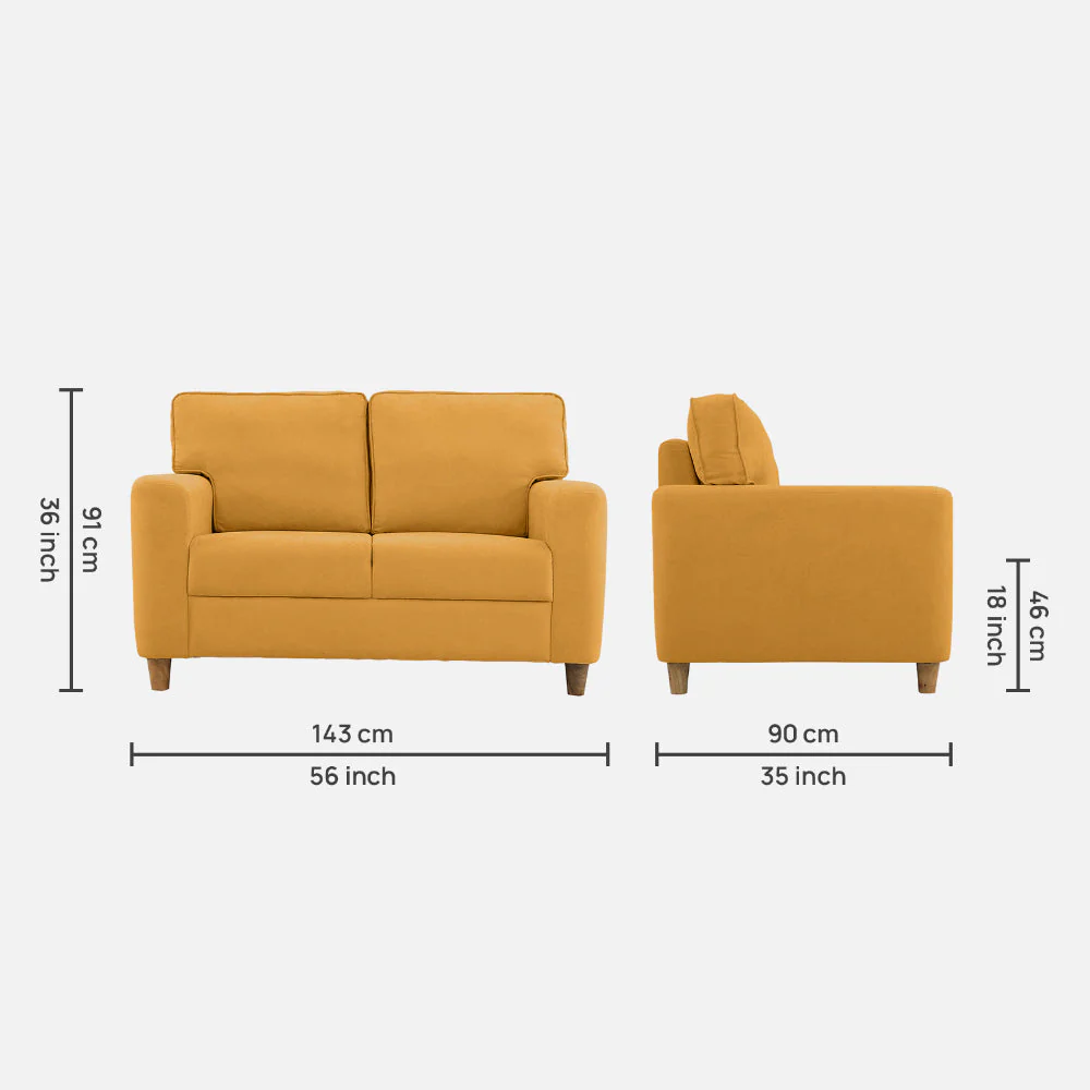 Utopia Yellow Fabric 2 seater sofa - Image 4