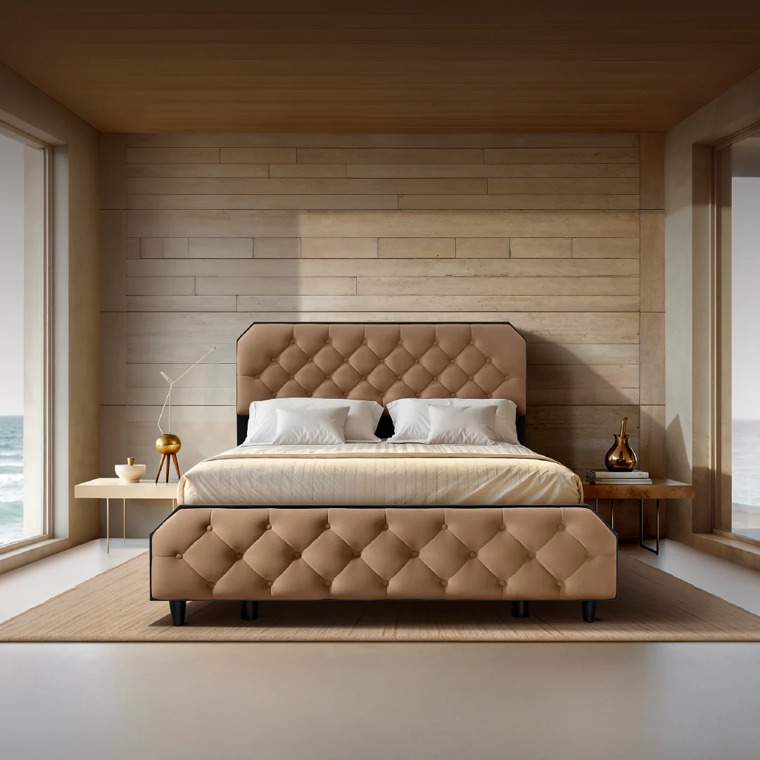 Wave Plus Adjustable Bed Serene Upholstered Bed (Brown)+ Wave Kinect Propel Mattress 8"(20.3cm)