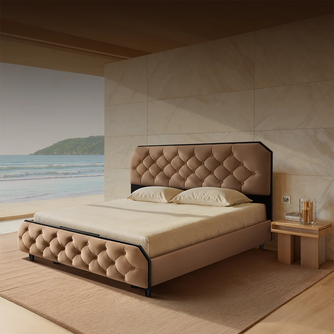 Wave Plus Adjustable Bed Serene Upholstered Bed (Brown)+ Wave Kinect Reva Mattress 8"(20.3cm) - Image 2
