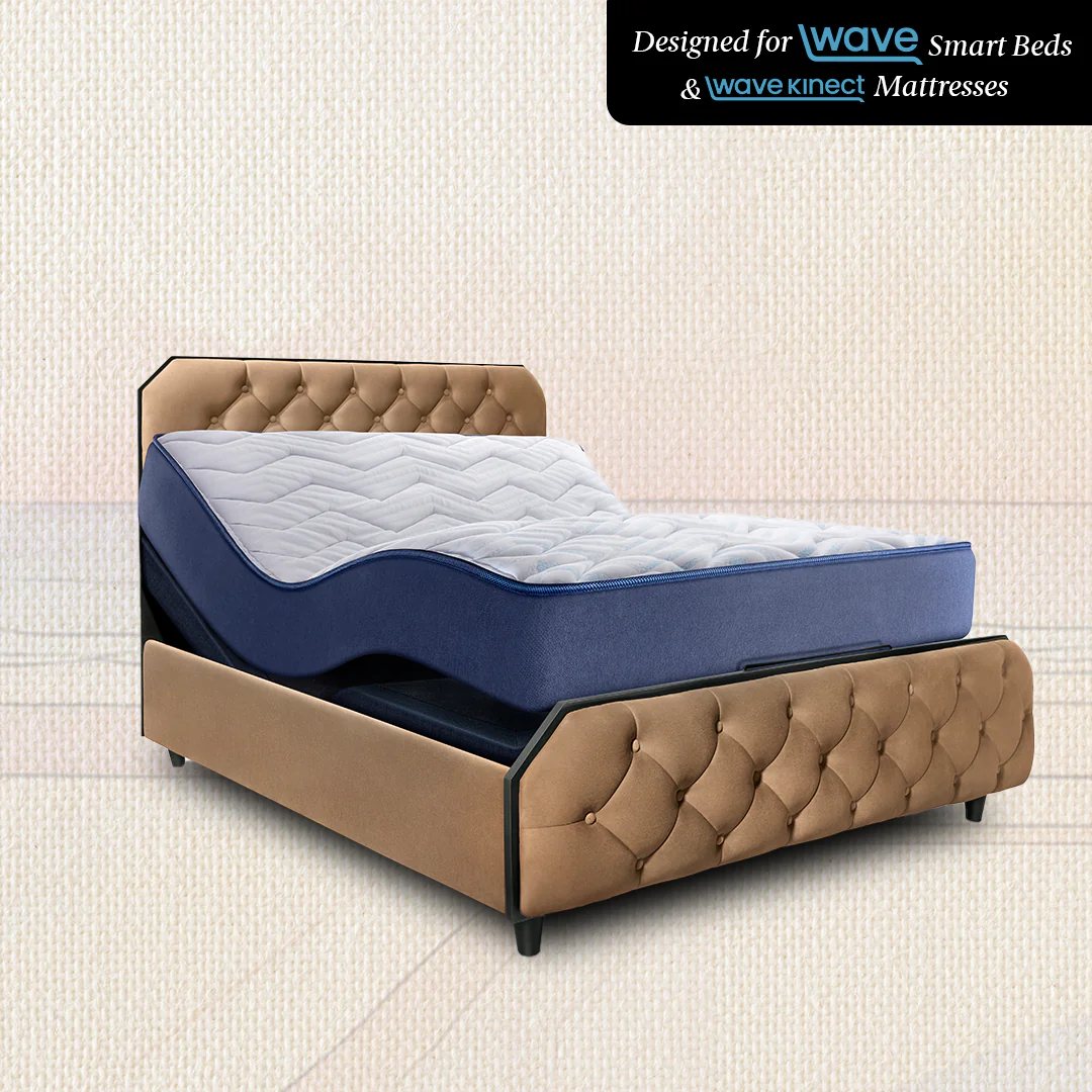 Wave Plus Adjustable Bed Serene Upholstered Bed (Brown)+ Wave Kinect Strength Mattress 8"(20.3cm) - Image 4