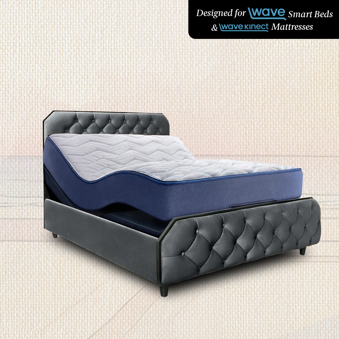 Wave Plus Adjustable Bed Serene Upholstered Bed (Grey)+ Wave Kinect Propel Mattress 8"(20.3cm) - Image 4