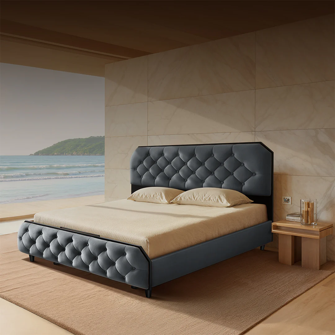Wave Plus Adjustable Bed Serene Upholstered Bed (Grey)+ Wave Kinect Reva Mattress 8"(20.3cm) - Image 2