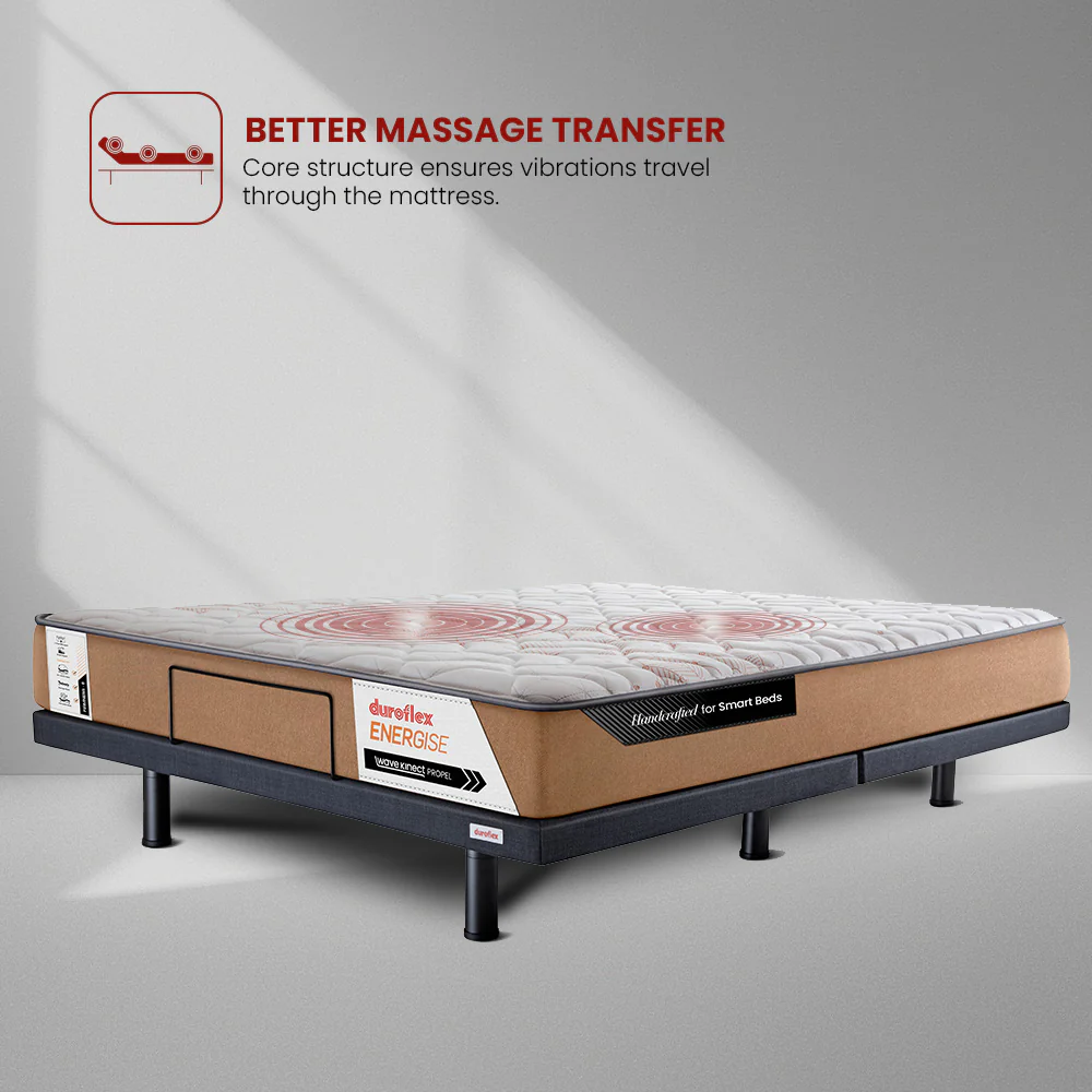 Wave Plus Adjustable Bed Tranquil Upholstered Bed (Beige)+ Wave Kinect Propel Mattress 8"(20.3cm) - Image 6