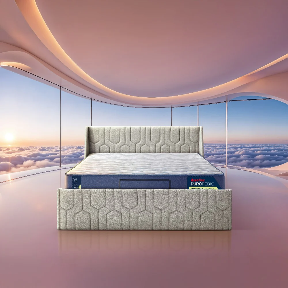 Wave Plus Adjustable Bed Tranquil Upholstered Bed (Grey)+ Wave Kinect Propel Mattress 8"(20.3cm)